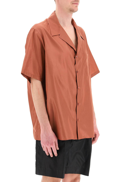 Shop Valentino Washed Taffetas Short-sleeved Shirt In Red