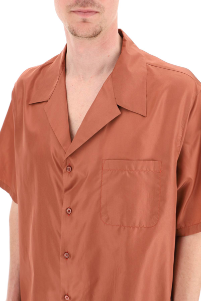 Shop Valentino Washed Taffetas Short-sleeved Shirt In Red