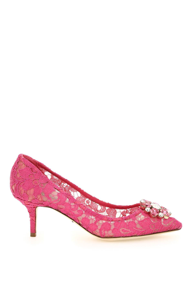 Shop Dolce & Gabbana Charmant Lace Bellucci Pumps In Fuchsia