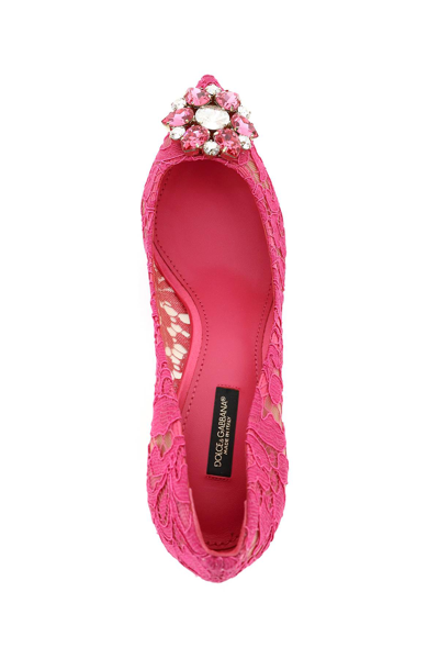 Shop Dolce & Gabbana Charmant Lace Bellucci Pumps In Fuchsia