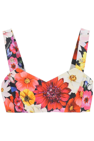 Shop Dolce & Gabbana Garden Print Bralette Top In Red,yellow,black