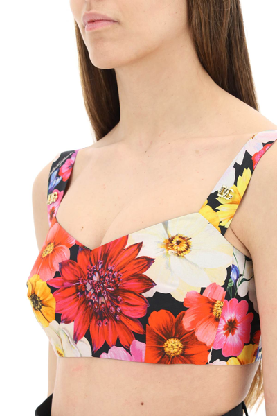 Shop Dolce & Gabbana Garden Print Bralette Top In Red,yellow,black