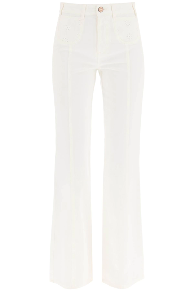 Shop See By Chloé Embroidered Jeans In White