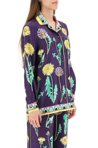 Shop Dolce & Gabbana Floral Print Pyjama Shirt In Purple,yellow,green