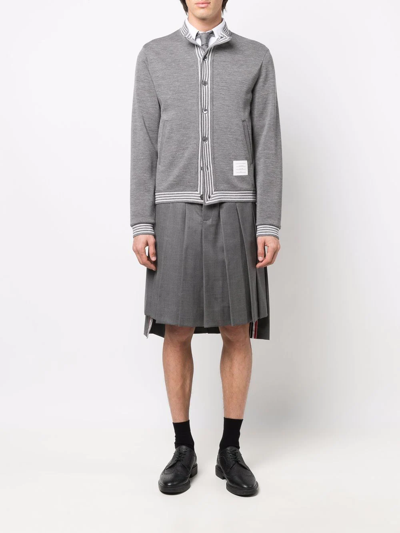 Thom Browne Asymmetric Hem Pleated Backstrap Skirt In Grau