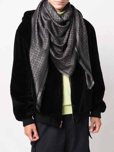 Shop Givenchy Monogram-print Scarf In Grey