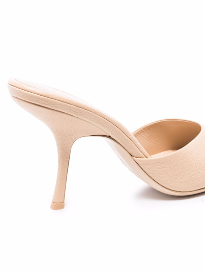 By Far Mora Leather Stiletto Mule Sandals In Neutrals