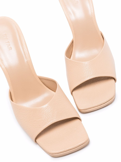 By Far Mora Leather Stiletto Mule Sandals In Neutrals