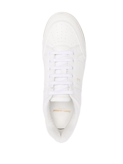 Shop Saint Laurent Logo-print Low-top Sneakers In White