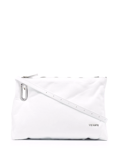 Shop Vic Matie Katrin Leather Clutch Bag In Weiss