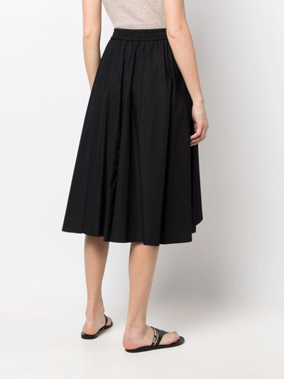 Shop Barena Venezia Draped Cotton Midi Skirt In Schwarz