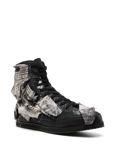 Shop Yohji Yamamoto Patchwork Hi-top Sneakers In Schwarz