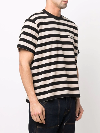 Shop Sunnei Stripe-print T-shirt In Neutrals