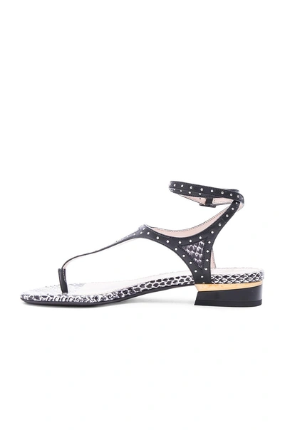 Shop Lanvin Studded Flat Sandals In Black & White