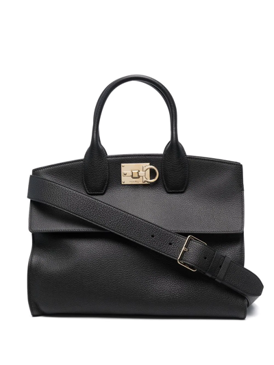 Shop Ferragamo The Studio Soft Tote Bag In Schwarz