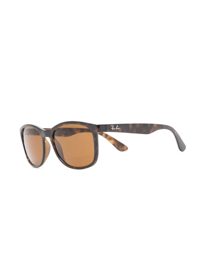 Ray Ban Tortoise Square-frame Sunglasses In Braun