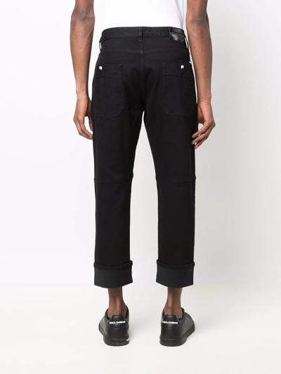 Shop Emporio Armani Cropped Drainpipe Jeans In Schwarz