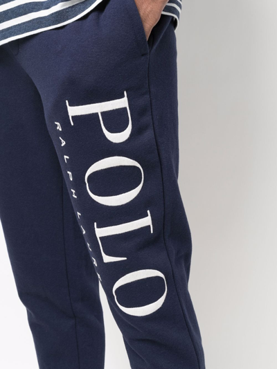 Shop Polo Ralph Lauren Logo Print Track Pants In Blau