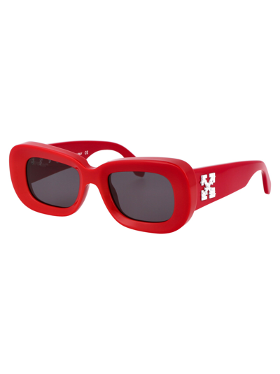 Shop Off-white Sunglasses In 2507 Red Dark Grey
