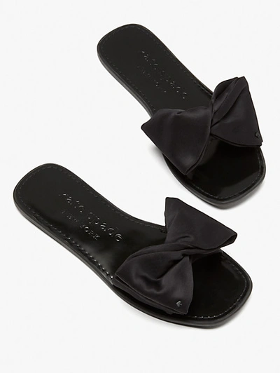 Shop Kate Spade Bikini Bow Slide Sandals In Black