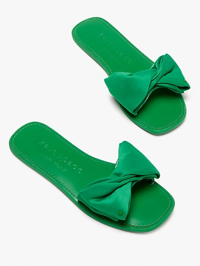 Shop Kate Spade Bikini Bow Slide Sandals In Fresh Greens