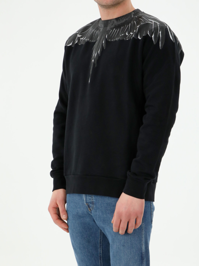 Shop Marcelo Burlon County Of Milan Wings Black Sweatshirt In Black/grey