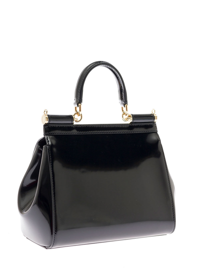 Shop Dolce & Gabbana Woman's Sicily Leather Handbag In Black