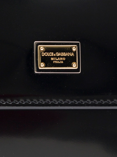 Shop Dolce & Gabbana Woman's Sicily Leather Handbag In Black