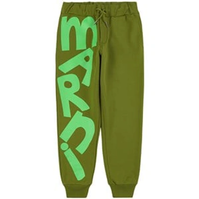 Shop Marni Khaki Branded Sweatpants In Green
