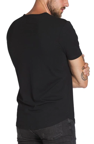 Cuts Trim Fit Short Sleeve Henley In Black