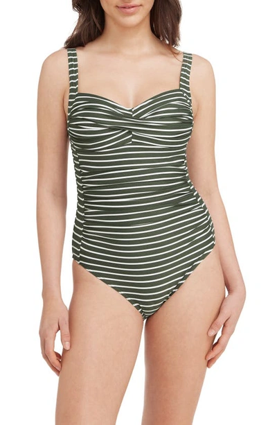 Shop Sea Level Twist Front Multifit One-piece Swimsuit In Khaki