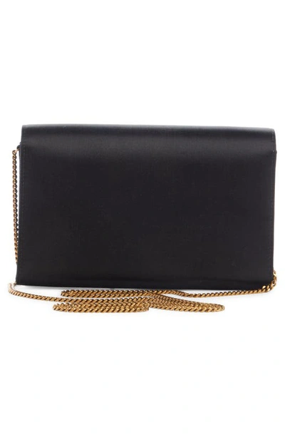 Shop Saint Laurent Glossy Leather Wallet On A Chain In Nero