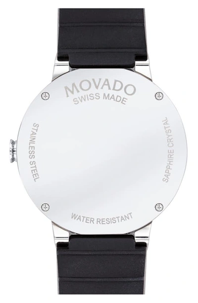 Shop Movado Sapphire Rubber Strap Watch, 41mm In Black/ Silver