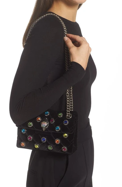 Shop Kurt Geiger Mini Kensington Velvet Crossbody Bag In Charcoal