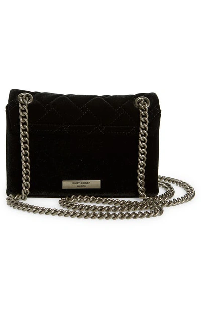 Shop Kurt Geiger Mini Kensington Velvet Crossbody Bag In Charcoal