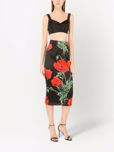 Shop Dolce & Gabbana Satin Printed Midi Skirt