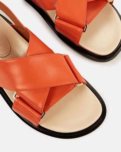 Shop Marni Fussbett Leather Slingback Sandals In Orange
