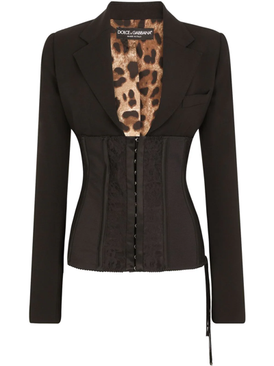 Shop Dolce & Gabbana Lace-up Bustier Jacket In Black