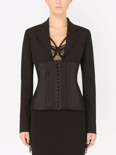 Shop Dolce & Gabbana Lace-up Bustier Jacket In Black