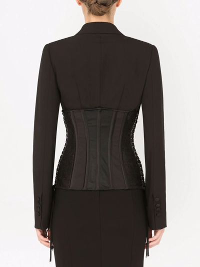 Shop Dolce & Gabbana Lace-up Bustier Jacket In Black