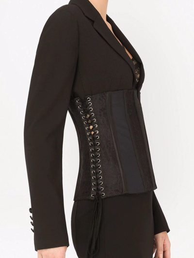 Shop Dolce & Gabbana Lace-up Bustier Jacket In Black