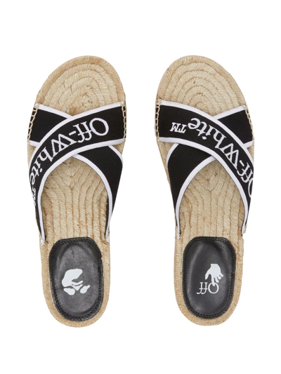 Shop Off-white Crisscross Espadrille Sandals In Black