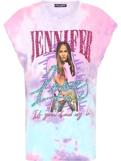 Shop Dolce & Gabbana Jennifer Embellished Tie-dye T-shirt In Pink