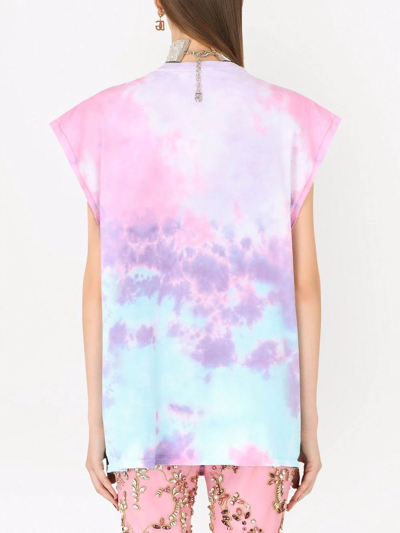 Dolce & Gabbana Jennifer Embellished Tie-dye T-shirt In Pink
