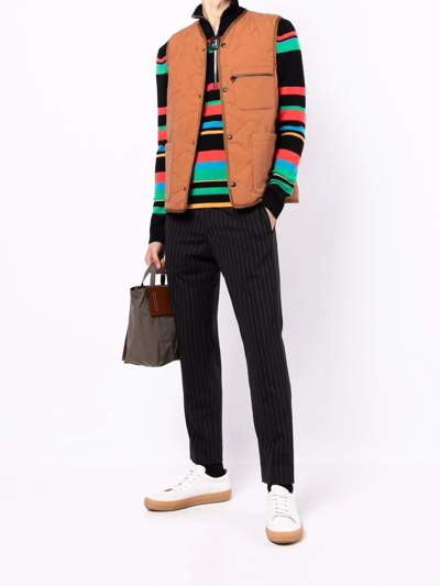 Paul Smith Brown Recycled Nylon Quilted Vest In Braun