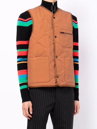 Shop Paul Smith Quilted Wave Gilet In Braun