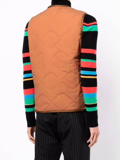 Shop Paul Smith Quilted Wave Gilet In Braun