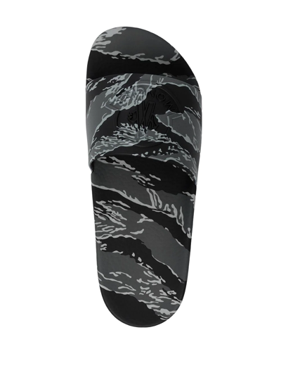 Shop Moncler Open-toe Camouflage Slides In Black