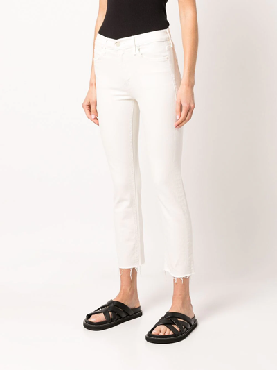 Shop Mother Cropped Skinny-cut Jeans In Weiss