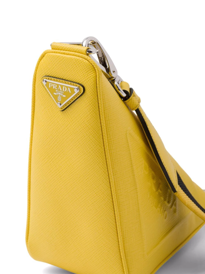 Shop Prada Saffiano Leather Triangle Bag In Yellow